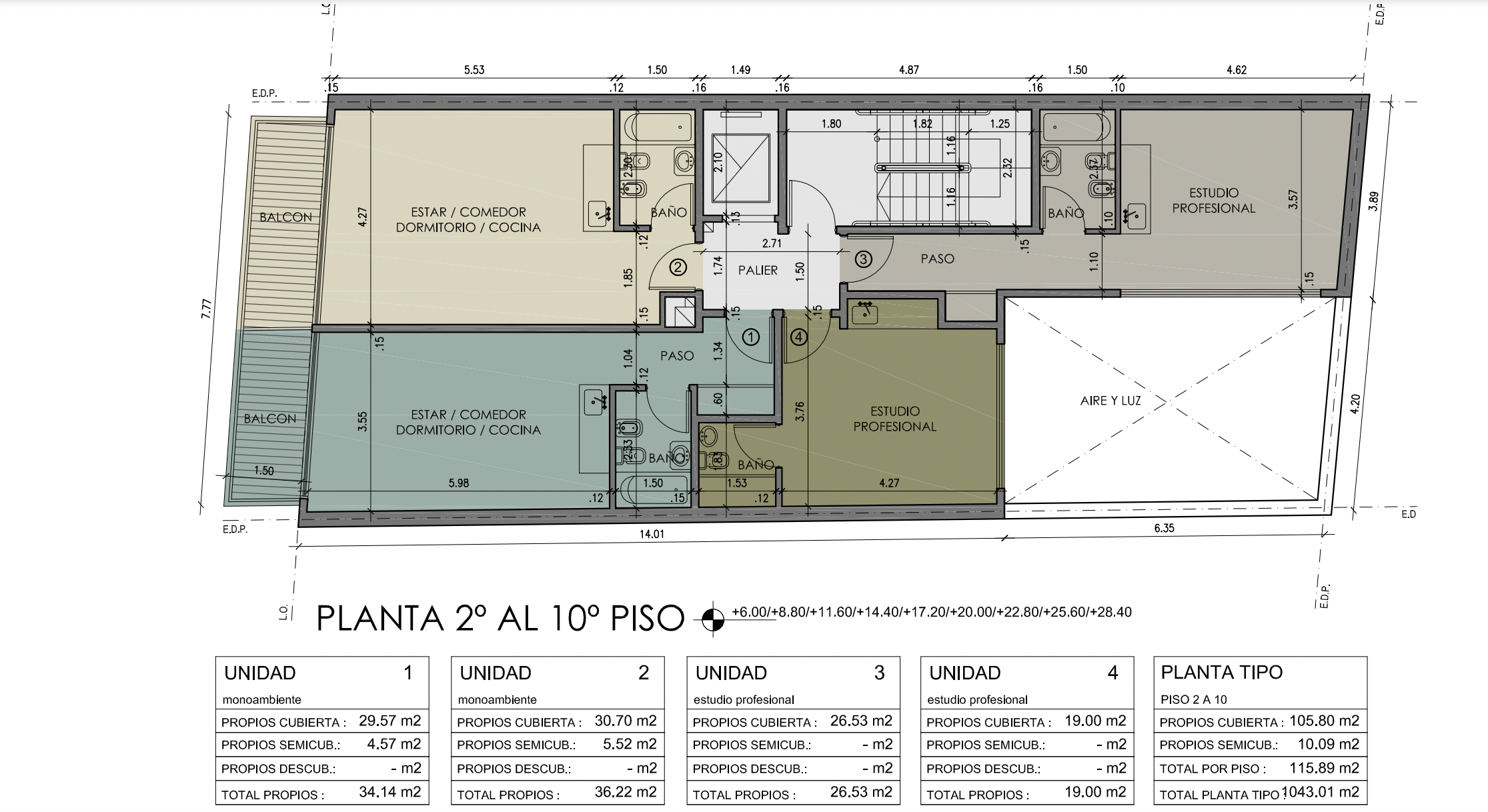planta tipo piso 2 a 10